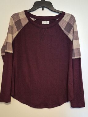 Maurices Plum Knit Raglan Pullover Sweater SZ M